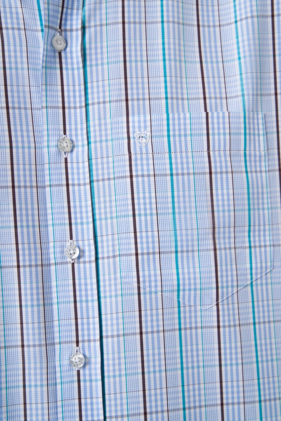 Regular Fit Paşa Yaka Mavi Basic Spor Erkek Gömlek - 3