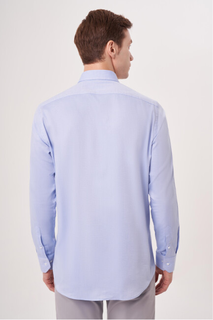 Regular Fit Paşa Yaka Mavi Erkek Gömlek - 2