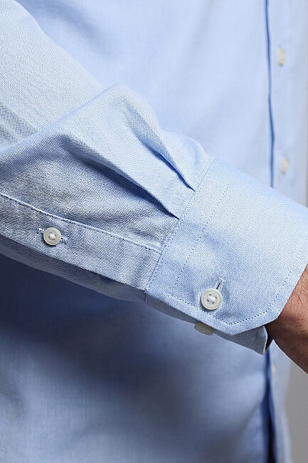 Regular Fit Paşa Yaka Pamuk Açık Mavi Erkek Gömlek (4)