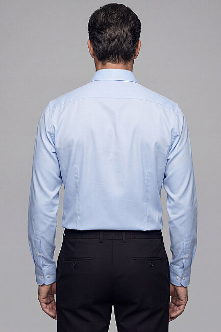 Regular Fit Paşa Yaka Pamuk Açık Mavi Erkek Gömlek (1)