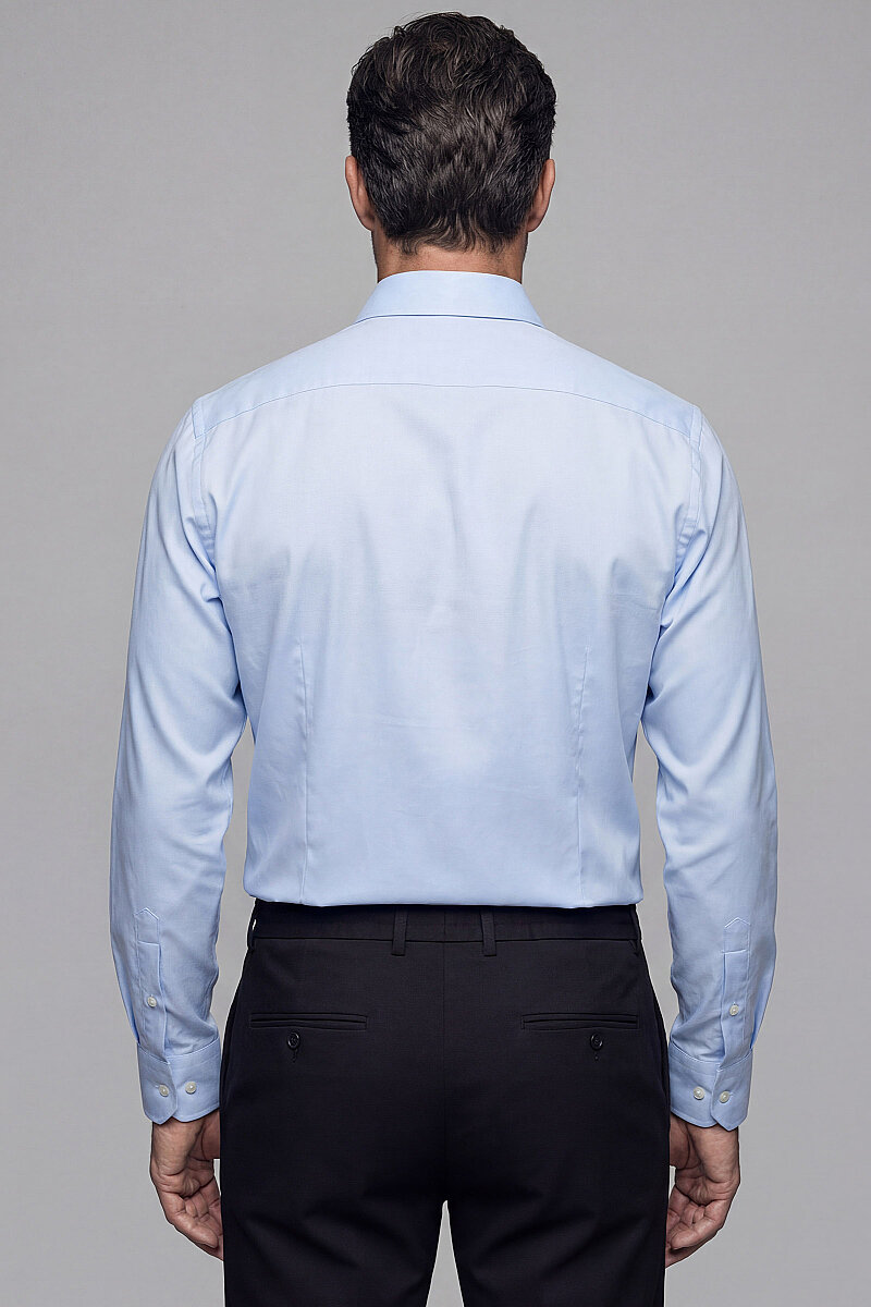 Regular Fit Paşa Yaka Pamuk Açık Mavi Erkek Gömlek (1)