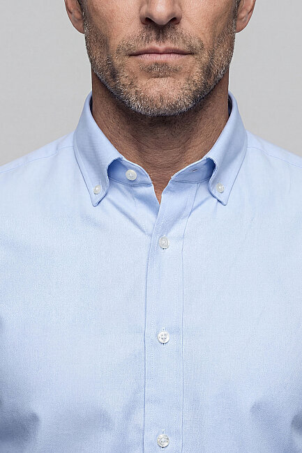 Regular Fit Paşa Yaka Pamuk Açık Mavi Erkek Gömlek (2)