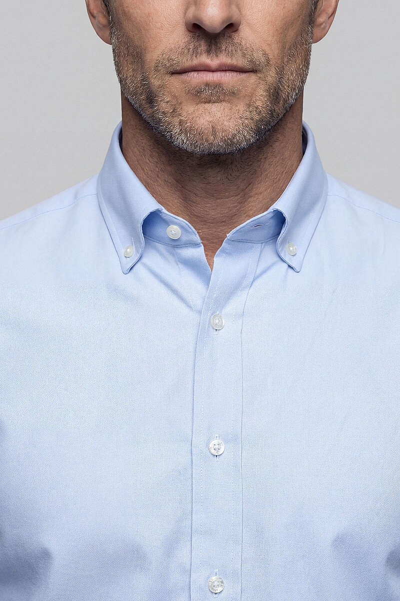 Regular Fit Paşa Yaka Pamuk Açık Mavi Erkek Gömlek - 3