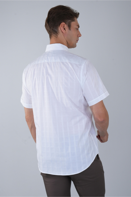 Regular Fit Paşa Yaka Pamuk Beyaz Erkek Gömlek (1)