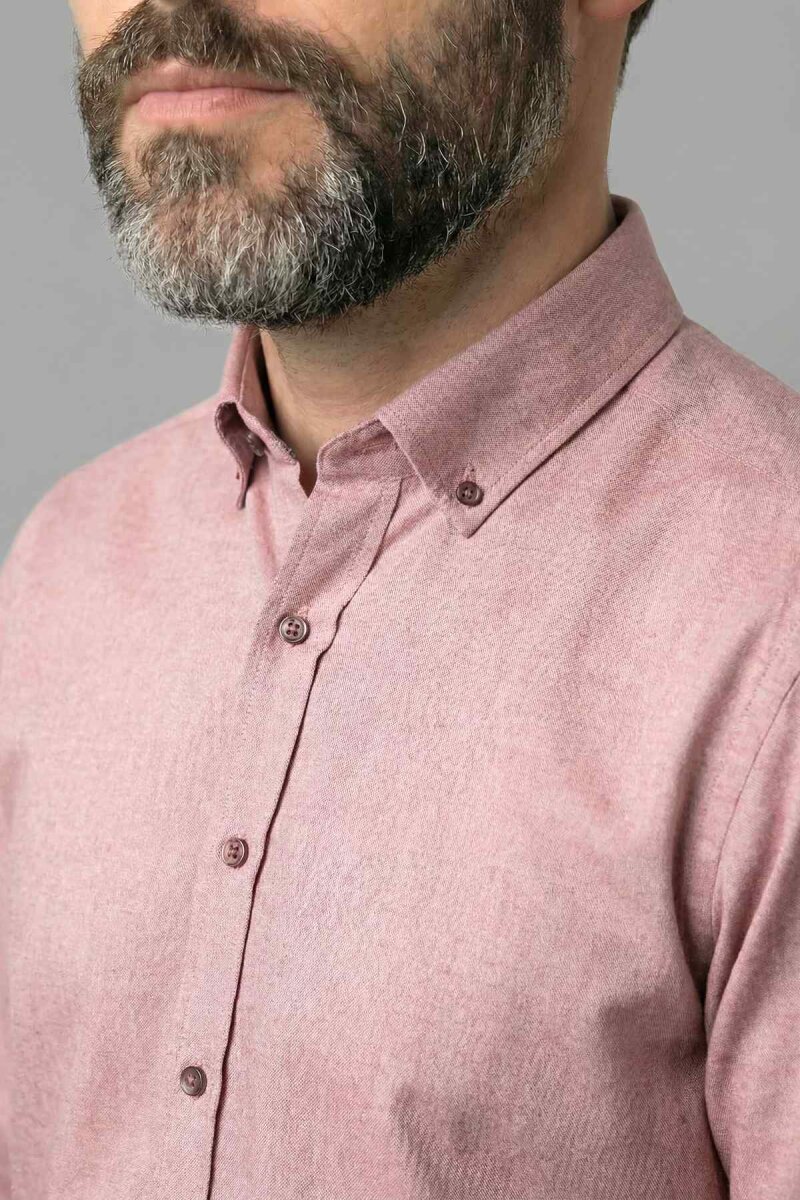 Regular Fit Paşa Yaka Pamuk Bordo Erkek Gömlek - 3