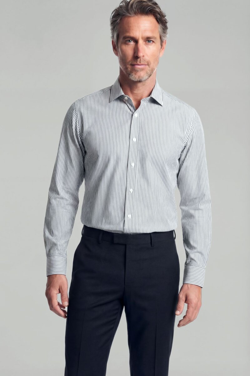 Regular Fit Paşa Yaka Pamuk Haki Erkek Gömlek - 1