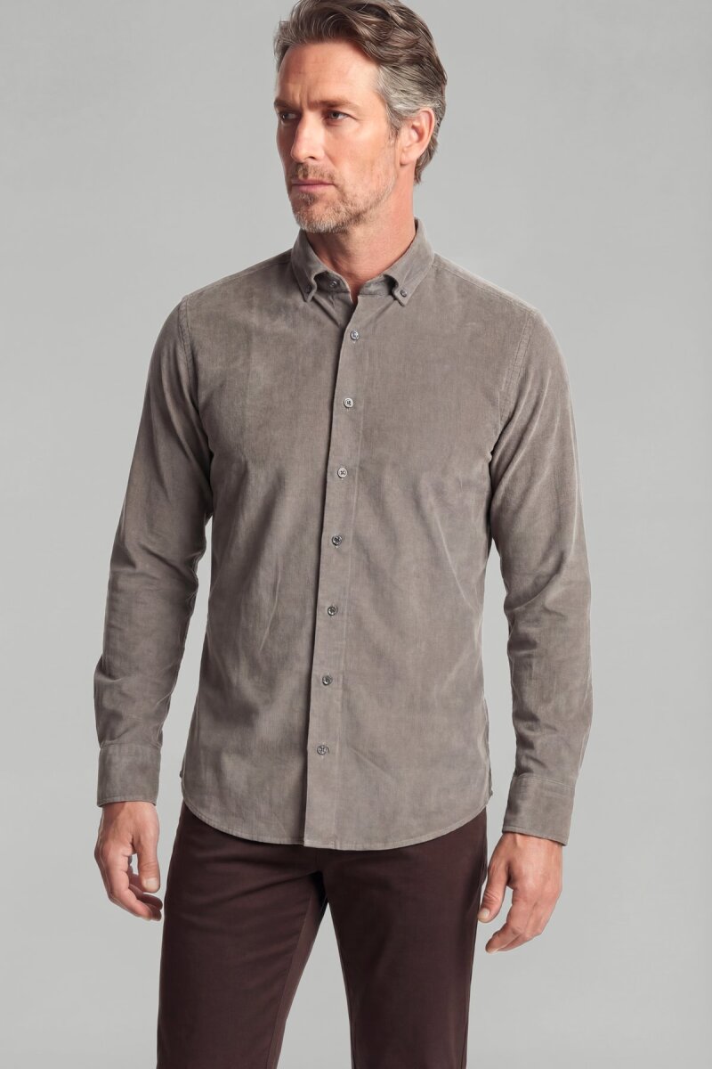Regular Fit Paşa Yaka Pamuk Kahve Erkek Gömlek - 1
