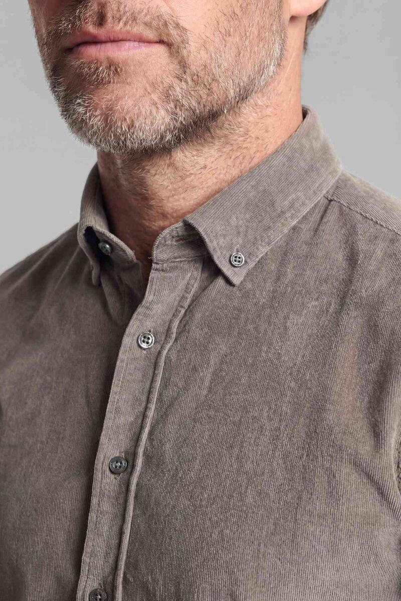 Regular Fit Paşa Yaka Pamuk Kahve Erkek Gömlek - 3
