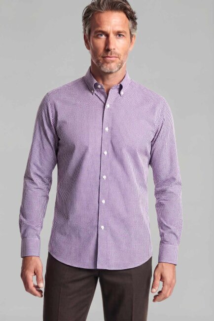 Regular Fit Paşa Yaka Pamuk Kırmızı Erkek Gömlek Kırmızı