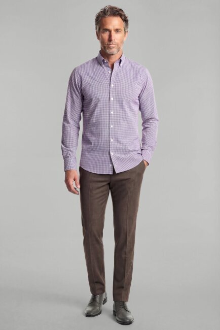 Regular Fit Paşa Yaka Pamuk Kırmızı Erkek Gömlek - 2