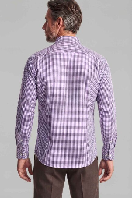 Regular Fit Paşa Yaka Pamuk Kırmızı Erkek Gömlek - 3