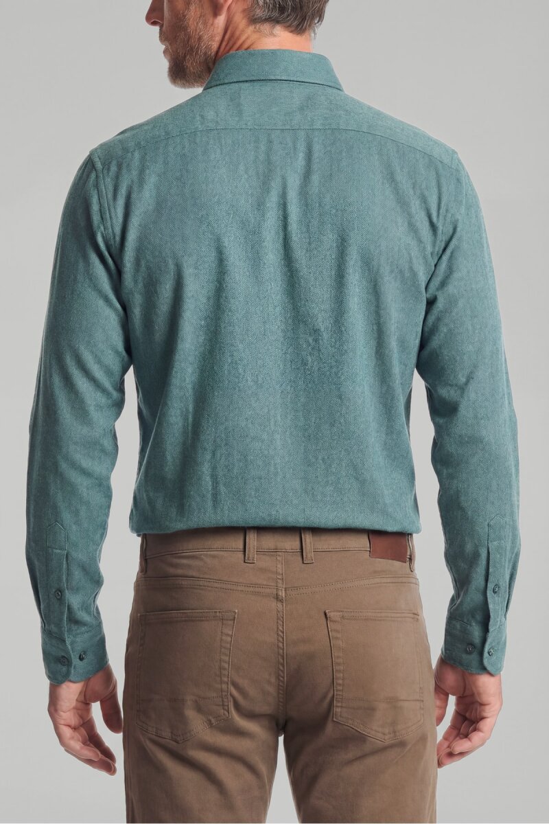 Regular Fit Paşa Yaka Pamuk Yeşil Erkek Gömlek - 2