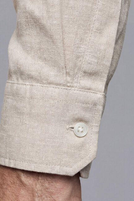 Regular Fit Paşa Yaka Spor Pamuk Kahve Erkek Gömlek - 3