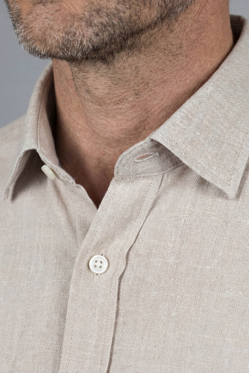 Regular Fit Paşa Yaka Spor Pamuk Kahve Erkek Gömlek - 4