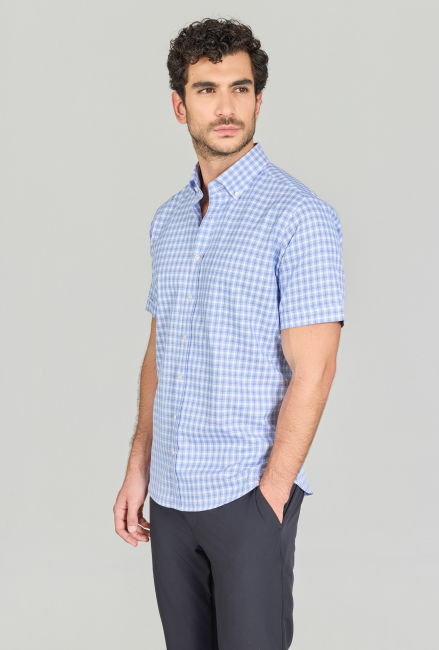 Regular Fit Paşa Yaka T.Cep Mavi Erkek Gömlek (1)