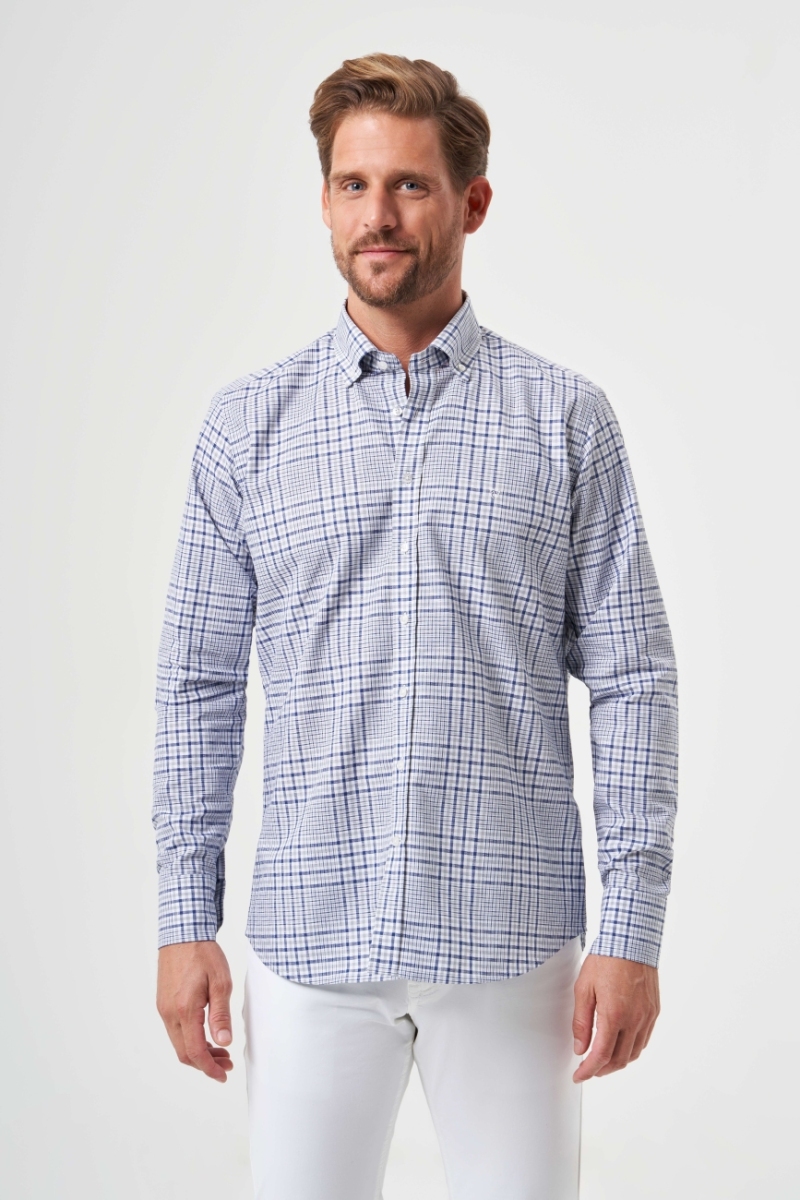 Regular Fit Paşa Yaka Uzun Kollu Gri Spor Erkek Gömlek - 1