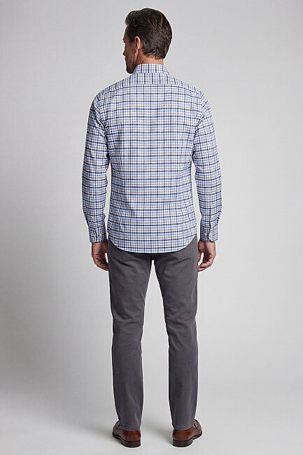 Regular Fit Paşa Yaka Yazlık Ekoseli Pamuk Bej Erkek Gömlek - 2