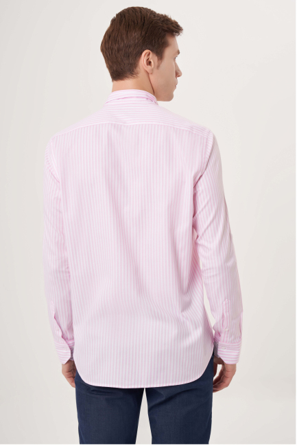 Regular Fit Pembe Oxford Paşa Yaka Spor Erkek Gömlek - 2