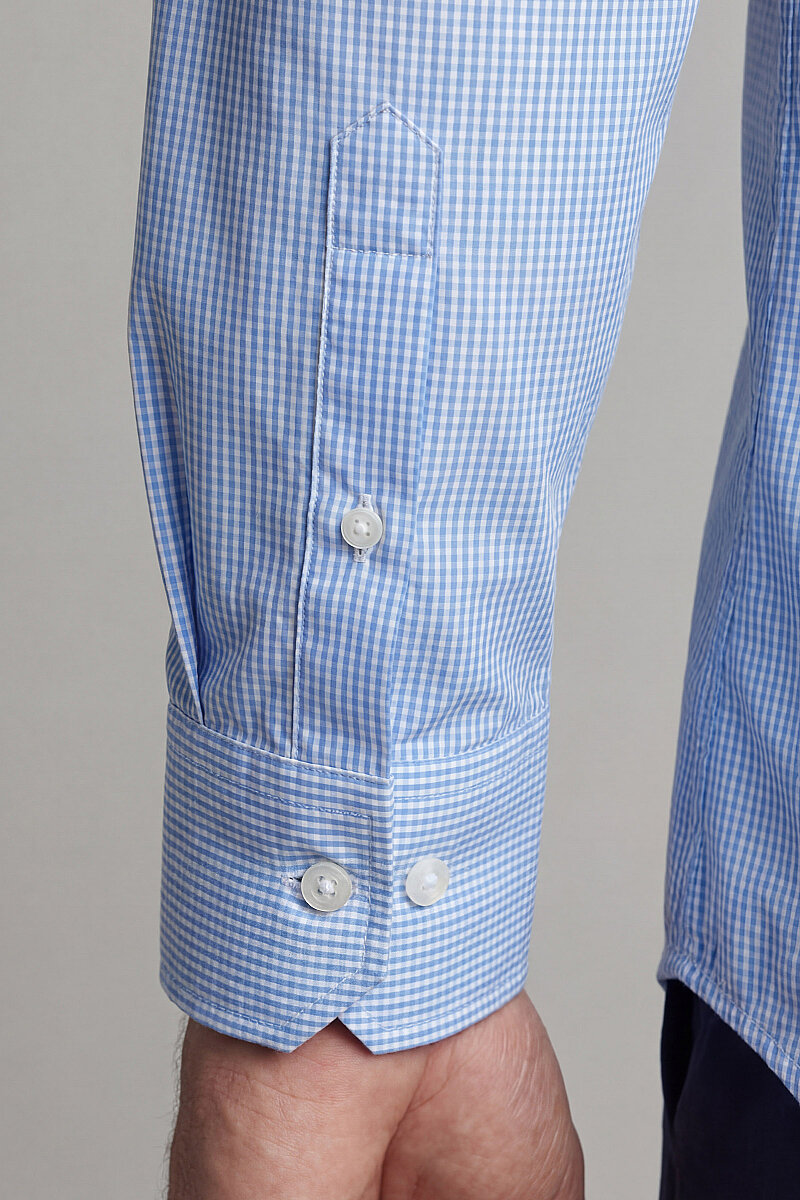 Regular Fit Pötikareli Pamuk Mavi Erkek Gömlek - 3