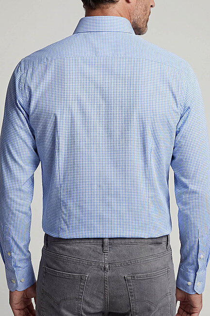 Regular Fit Pötikareli Pamuk Mavi Erkek Gömlek - 2