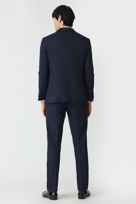 Regular Fit Şal Yaka Drop 6 Yırtmaçsız Lacivert Erkek Smokin Takım (1)
