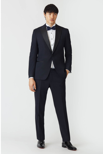 Regular Fit Sivri Yaka Lacivert Erkek Smokin Takım