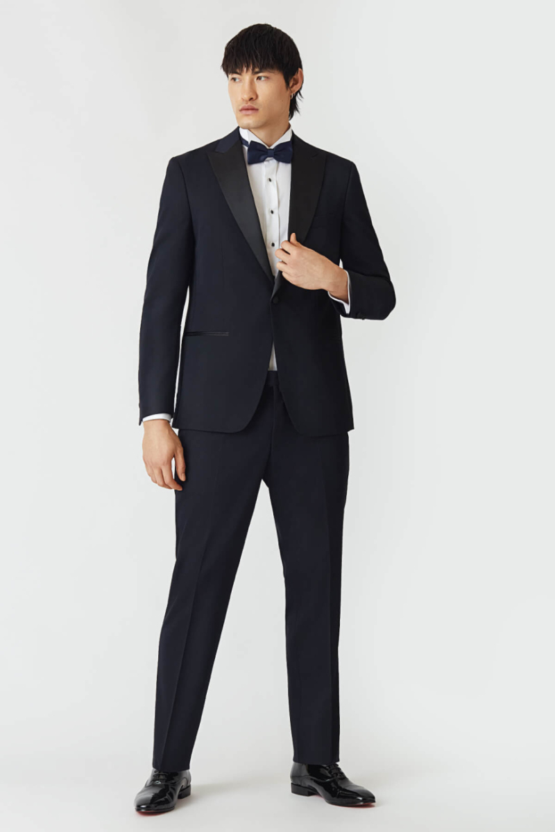 Regular Fit Sivri Yaka Lacivert Erkek Smokin Takım - 5