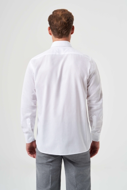 Regular Fit Spor Beyaz Klasik Erkek Gömlek - 2