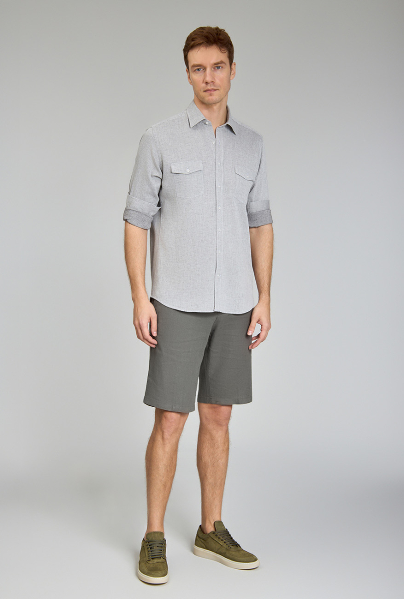 SP COLLAR REGULAR FIT UK SHIRT DOUBLE POCKET Grey (1)