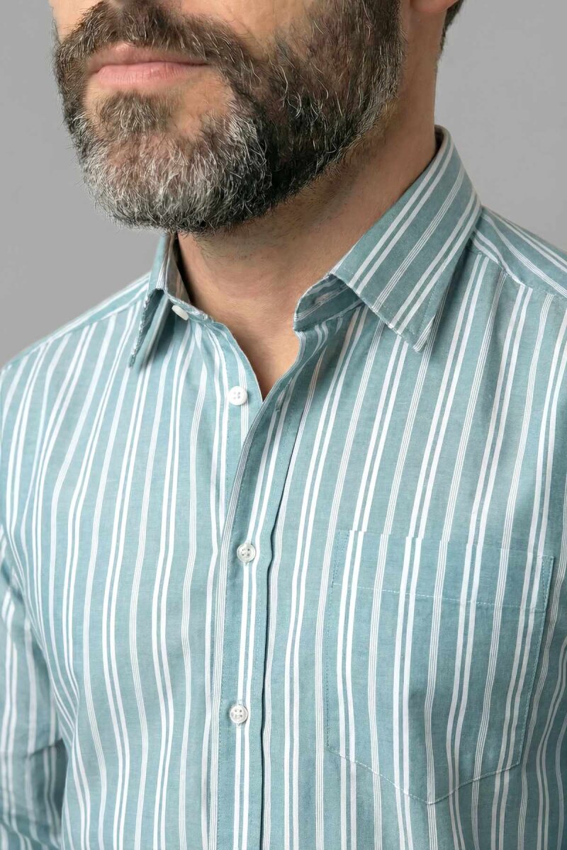 Regular Fit Spor Yaka Pamuk Mint Erkek Gömlek - 1