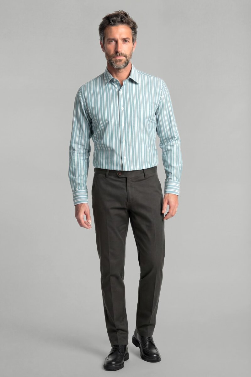 Regular Fit Spor Yaka Pamuk Mint Erkek Gömlek - 4