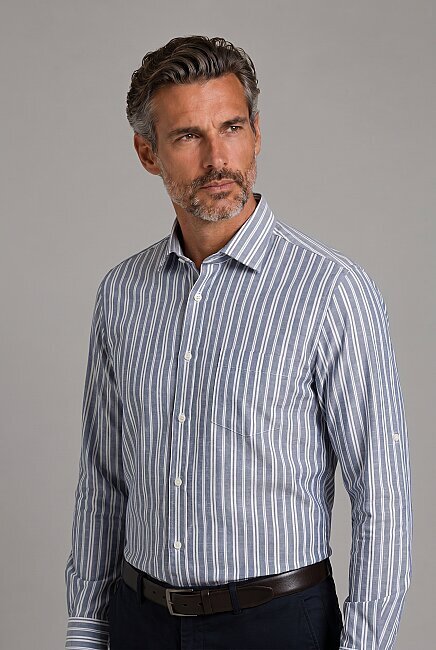 Grey Regular Fit Cotton Pocketed Spor Collar Shirt