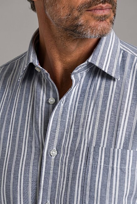 Grey Regular Fit Cotton Pocketed Spor Collar Shirt (2)