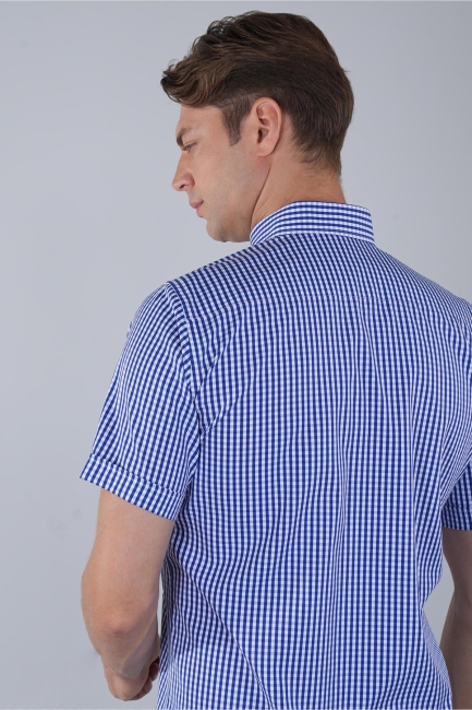 Regular Fit Tek Cep Lacivert Pamuk Erkek Gömlek (1)