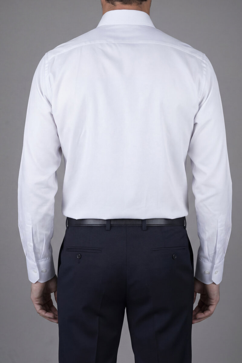 Regular Fit Tek Cep Pamuk Beyaz Erkek Gömlek - 2