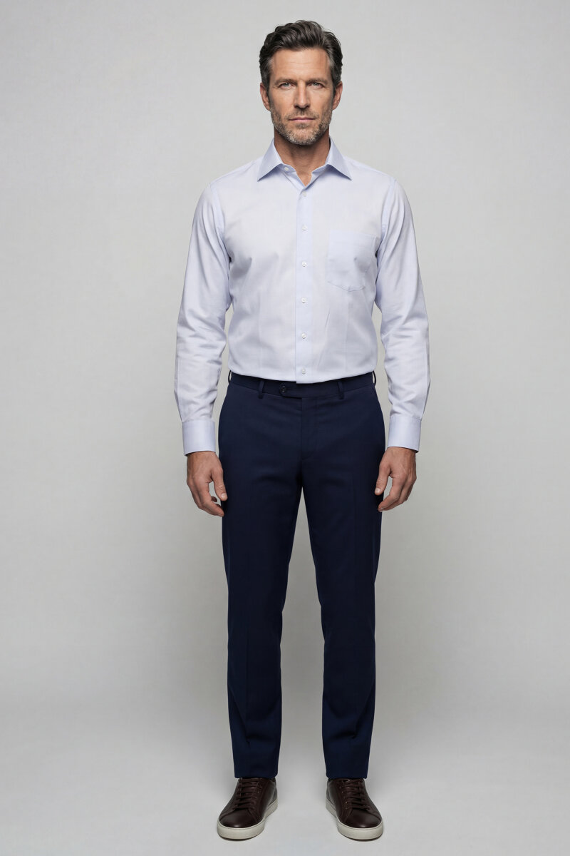 Regular Fit Tek Cep Pamuk Beyaz Erkek Gömlek - 4