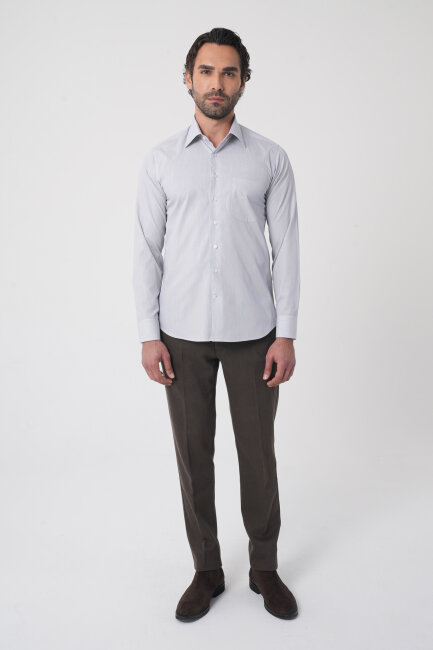 Regular Fit Tek Cepli Pamuk Siyah Erkek Gömlek - 3