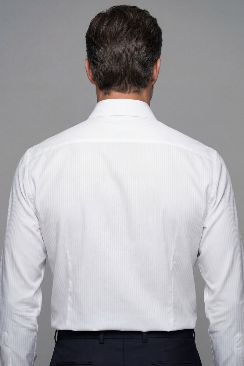 Regular Fit Klasik İtalyan Yaka Beyaz Cepsiz Erkek Gömlek - 2