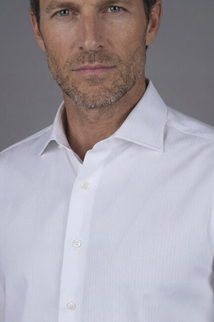 Regular Fit Klasik İtalyan Yaka Beyaz Cepsiz Erkek Gömlek - 3