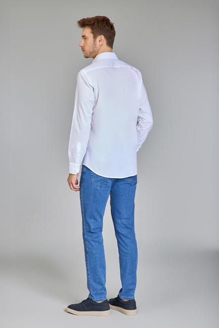 Regular Fit Klasik Spor Yaka Beyaz Erkek Gömlek - 6