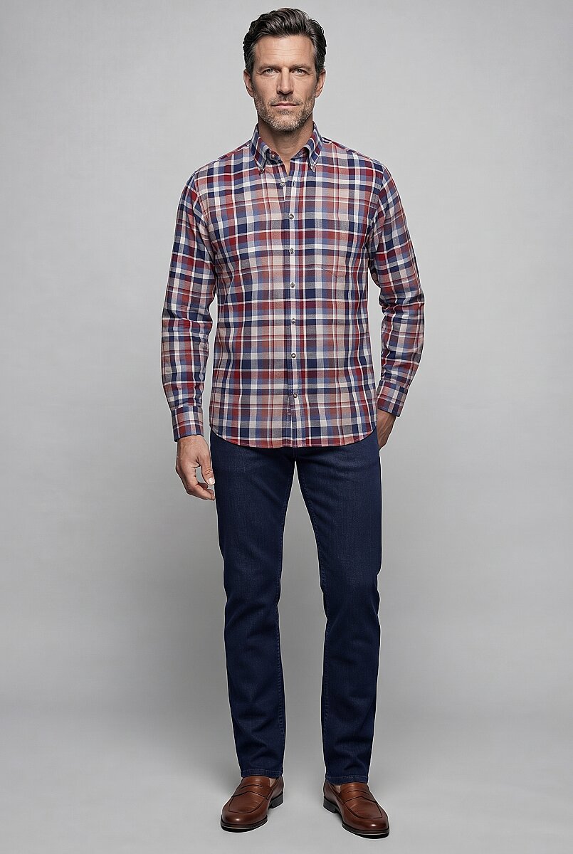 Kırmızı Regular Fit Pamuk Gömlek - 5