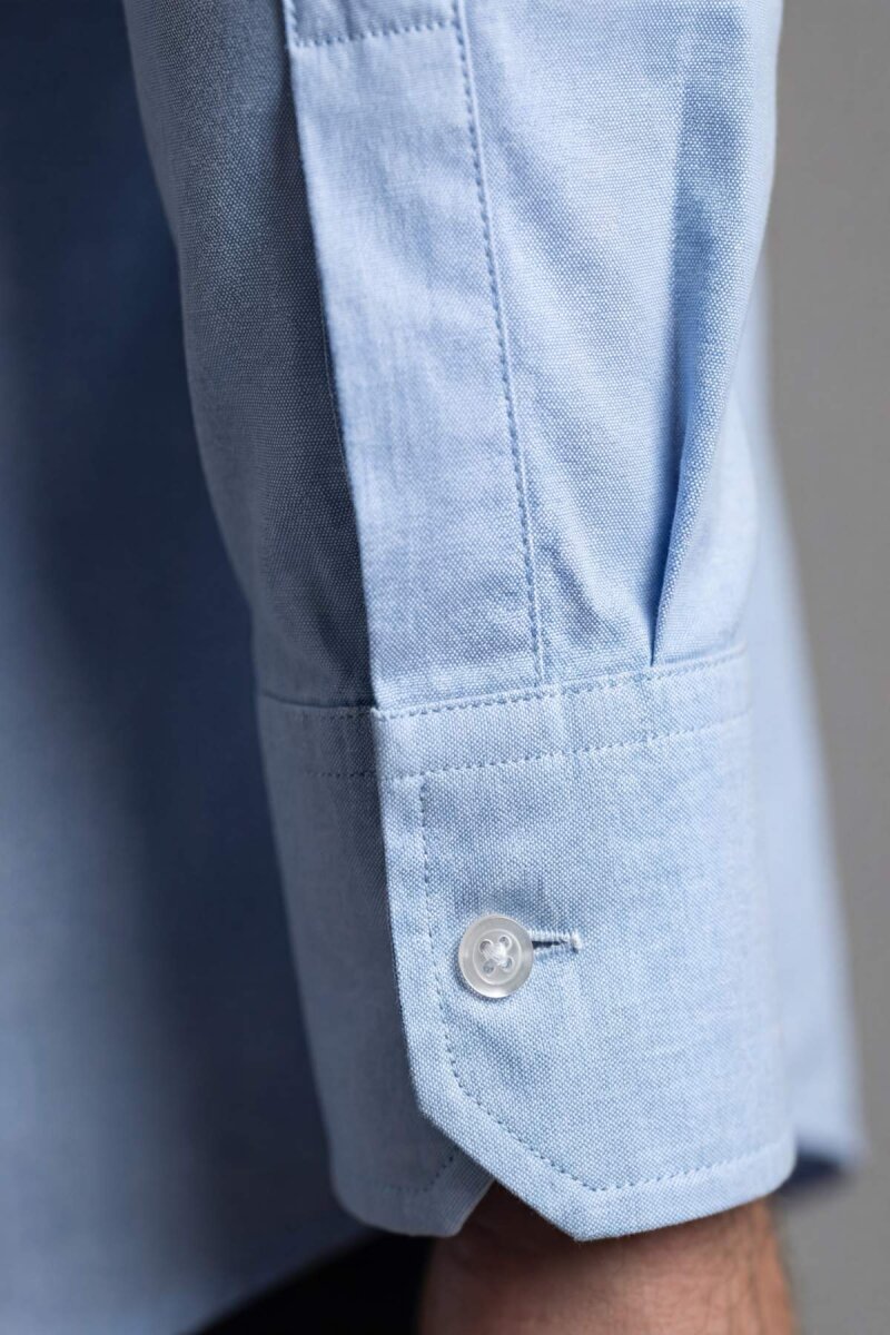 Erkek Regular Fit Pamuk Cepsiz Mavi Gömlek - 5