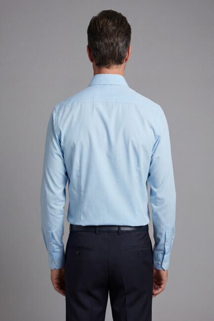 Erkek Regular Fit Pamuk Cepsiz Mavi Gömlek - 2