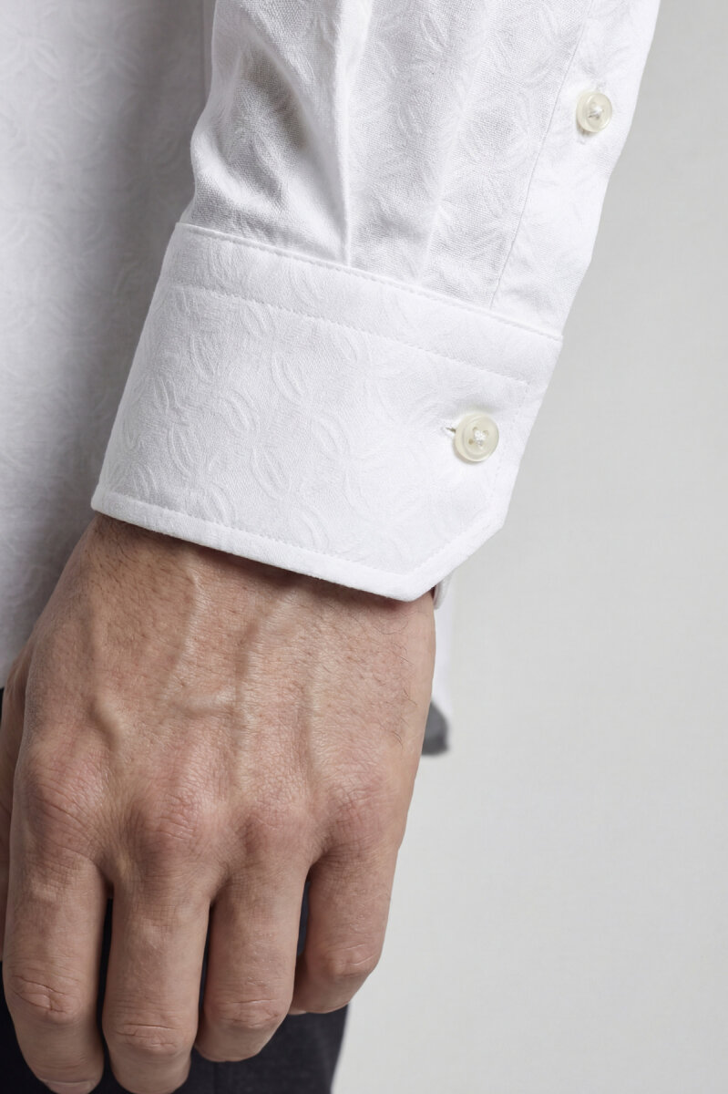 Regular Fit Uzun Kol Cepsiz Pamuk Beyaz Erkek Gömlek - 5