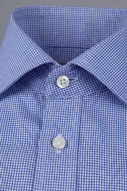 Regular Fit Uzun Kol Cepsiz Pamuk Lacivert Erkek Gömlek - 4