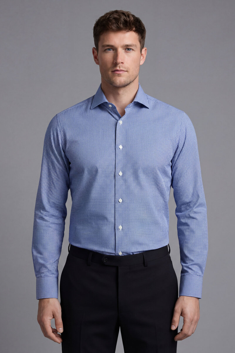 Regular Fit Uzun Kol Cepsiz Pamuk Lacivert Erkek Gömlek - 1