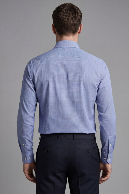 Regular Fit Uzun Kol Cepsiz Pamuk Lacivert Erkek Gömlek - 2