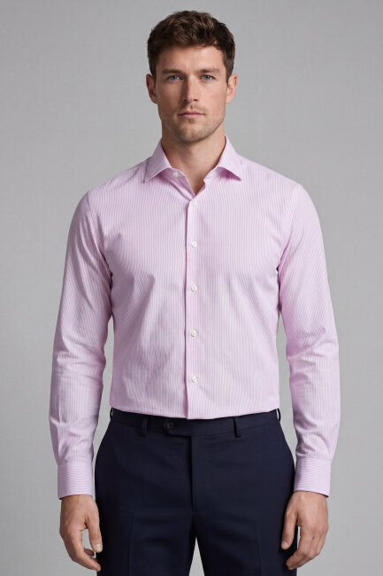 Regular Fit Uzun Kol Cepsiz Pamuk Lila Erkek Gömlek Lıla