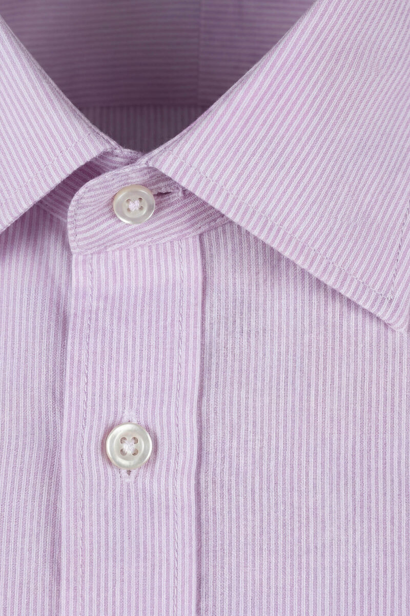 Regular Fit Uzun Kol Cepsiz Pamuk Lila Erkek Gömlek - 3