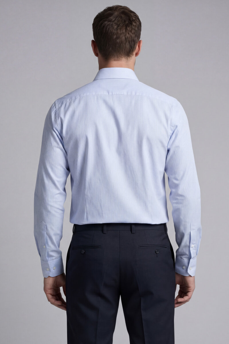 Regular Fit Uzun Kol Cepsiz Pamuk Mavi Erkek Gömlek - 2